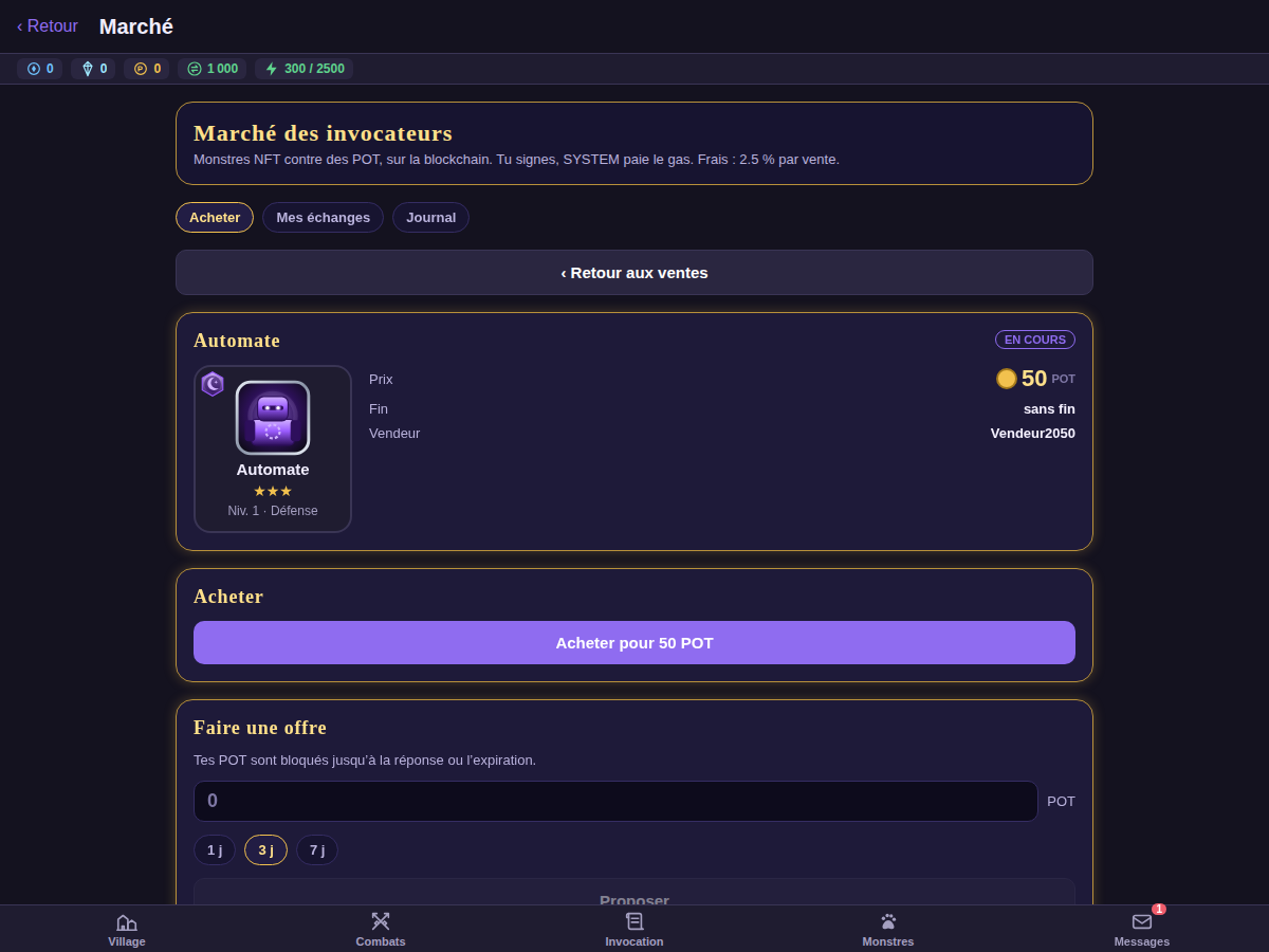 On-chain marketplace